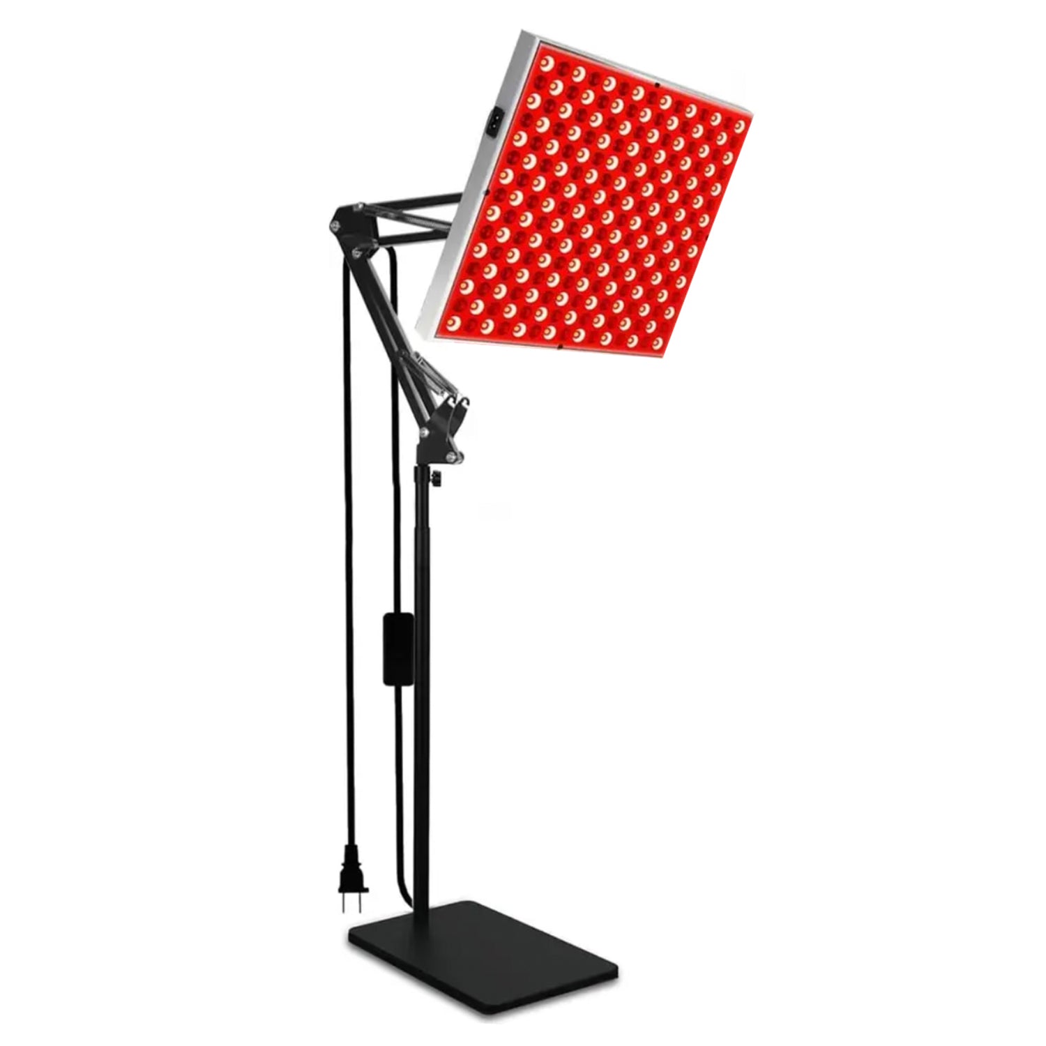 LED panel light with stand on a white background